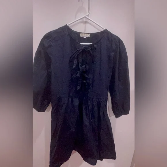 Elegant Navy Long Sleeve Dress - Picture 2 of 8